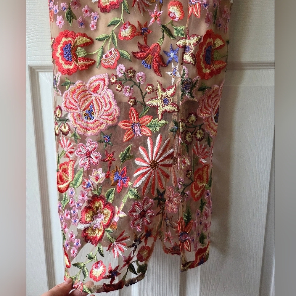 Sam Edelman Midi Dress Size 8 Floral Embroidered $158 Mermaid Boho - Picture 5 of 11
